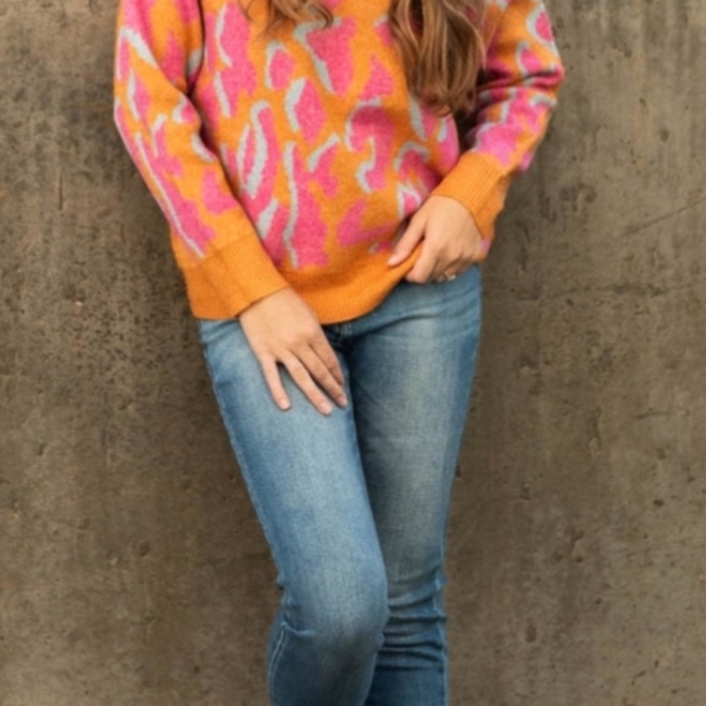 BiBi Orange Patterned Sweater - Picture 2 of 6
